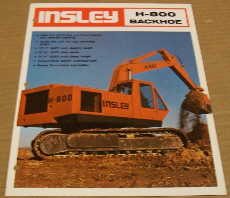 Insley 1978 H 800 Backhoe Sales Brochure  