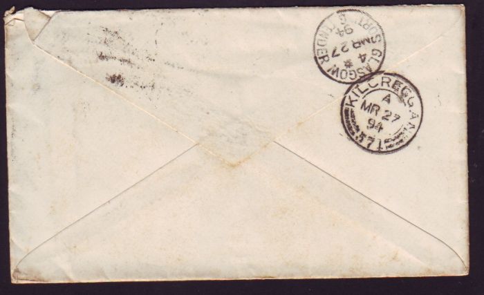 CAPE OF GOOD HOPE 1894 ALICE TO SCOTLAND COVER  