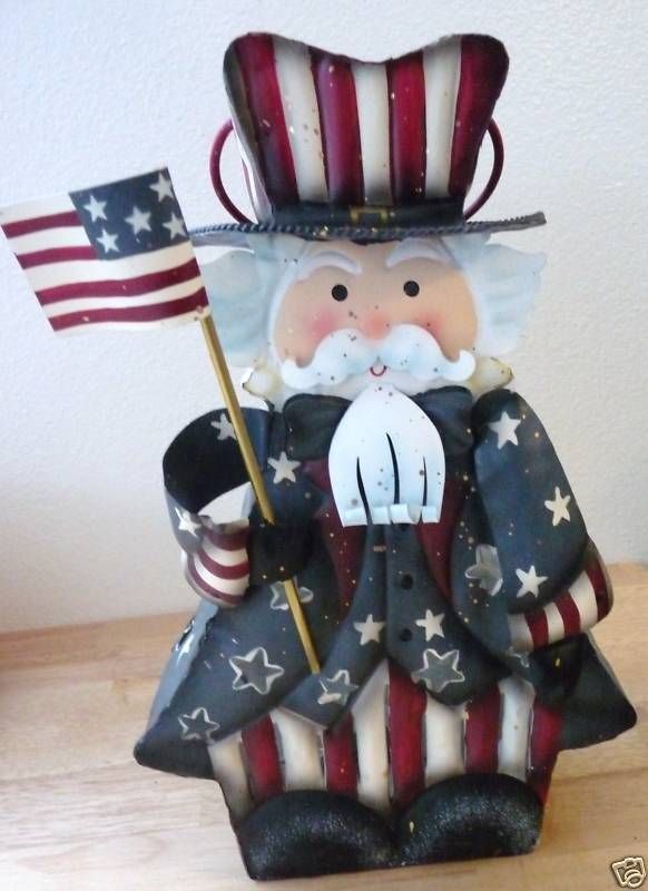 Home Interiors UNCLE SAM Decorative Candleholder r/w/b  