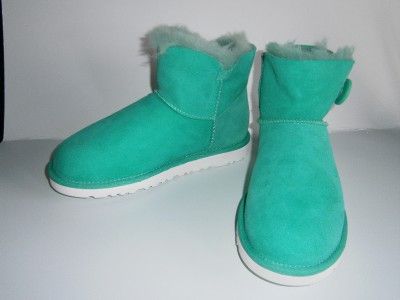 UGG BOOTS Classic MINI BAILEY BUTTON JADE Green Womens sz 6 / UK 4.5 