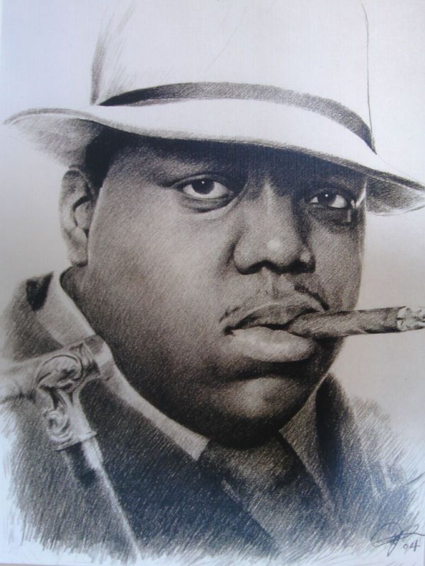 Biggie Smalls Sketch Portrait Charcoal Drawing WU152  