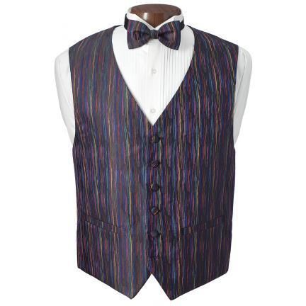 New Mardi Gras Water MultiColor Tuxedo Vest and Bowtie  