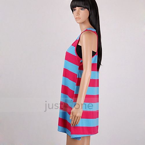   Girl Sexy V Neck Striped Sundress Beachwear Dress + Tube Tops  