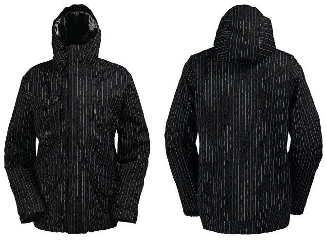   ESQUIRE INSULATED SNOWBOARD/SKI JACKET TR BLK PINSTRIPE/ S L XL