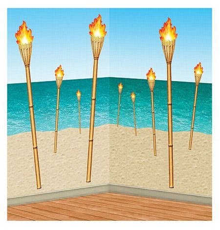 Hawaiian Party Tropical Tiki Torches Theme Scene Props  