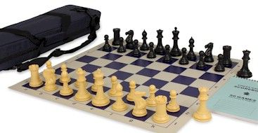 Conqueror Tournament Chess Set Package Black & Camel   Blue  