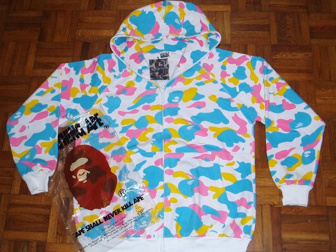 Unisex Bathing Bapes Apes Multi Color Camo Kaws Nigo Hoodies Coats 3XL 