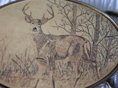 DEER~Vtg 83~SCRIMSHAW~Belt Buckle~BARLOW~SOLID BRASS  