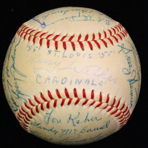 1955 CARDINALS TEAM SIGNED BASEBALL w/ STAN MUSIAL JSA  