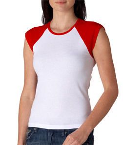 Clearance Small 2020 Bella Baby Rib Cap Sleeve Contrast Raglan Tee 