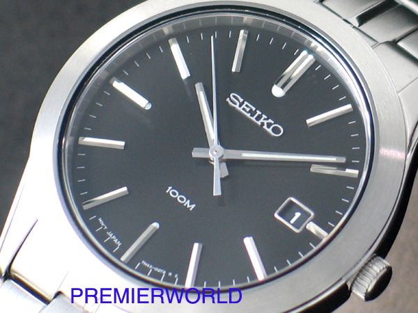 SEIKO MENS 100M SAPPHIRE CRYSTAL SS BLACK WATCH SGEE43  