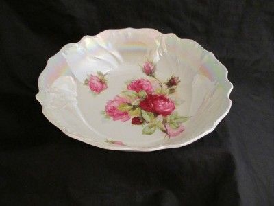 Fabulous Vtg Bavaria Luster Rose Germany Serving Bowl  