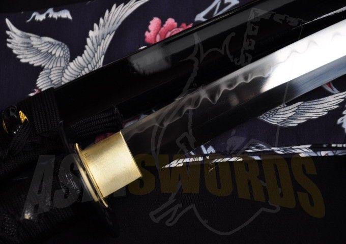   Hand Forged T10 1095 Steel Clay Tempered Japanese Wakizashi Sword #220