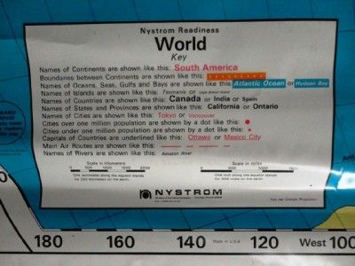 Nystrom Vintage Classroom Pull Down School World Map 1NS98 Wall Used 