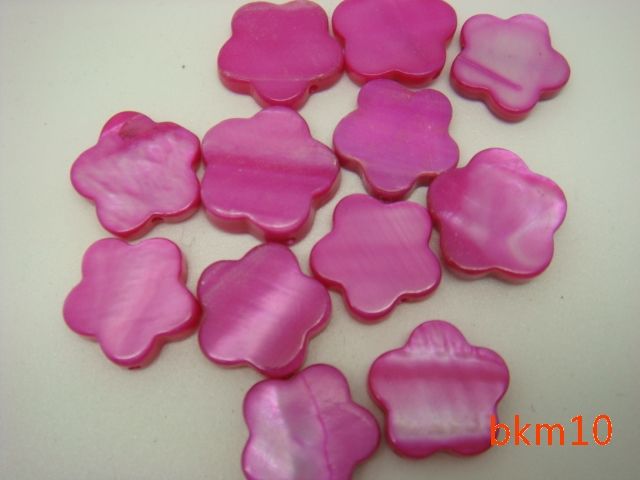 Mother of pearl MOP Shell Beads Flower 18 Colors BKM  