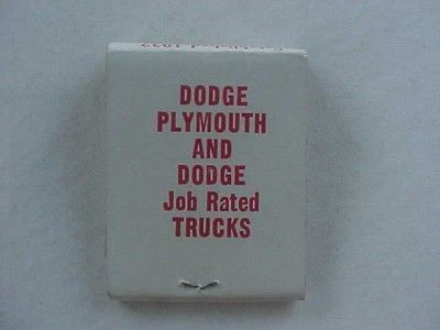   ,Indiana Dodge Plymouth Job Rated Trucks dealership matchbook NICE