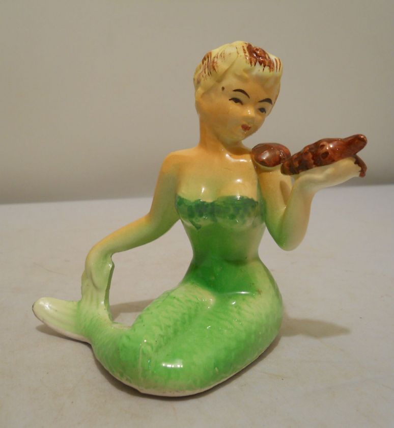   Mermaid Aquarium Bubbler 4 Tall Made in Japan 40s 60s? Green  