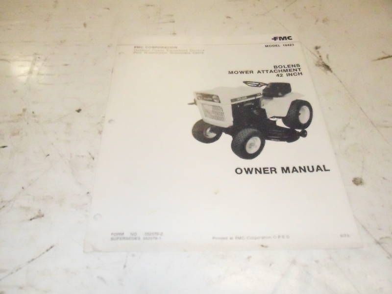 Bolens 42 Mower Attachment Tube Frame Mower Manual  