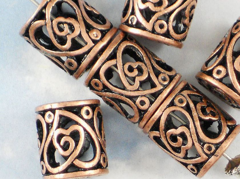 Open Heart Design Hollow Copper Tube Beads   P702  