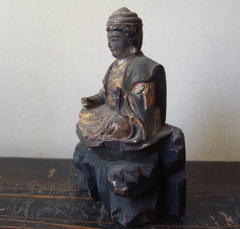 EDO GILT WOOD Japanese Buddha Buddhist Diety GOD Statue  