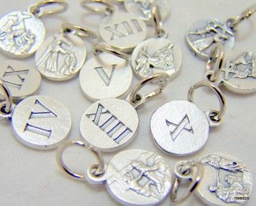 Mini Silver Catholic Stations Of The Cross Lot 14 Medal Charm 