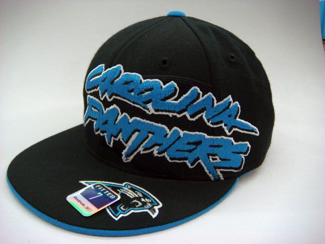   Panthers Black Marine Aqua Wordmark All Over NFL Reebok Fitted Cap 7