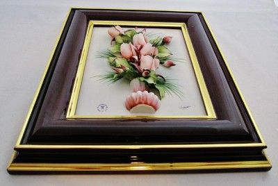   Wall Plaque by Capodimonte, made in Italy, 10 x 12 Pink Roses  