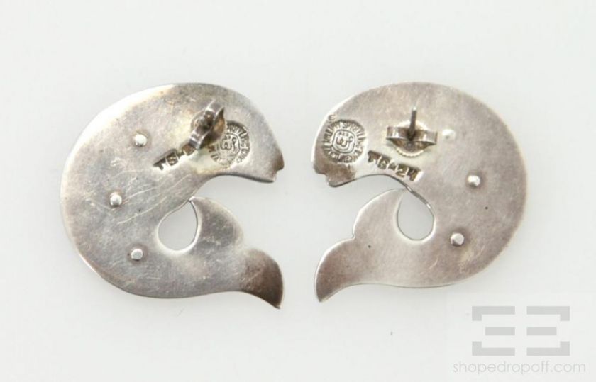 William Spratling Sterling Silver Large Fish Post Earrings  