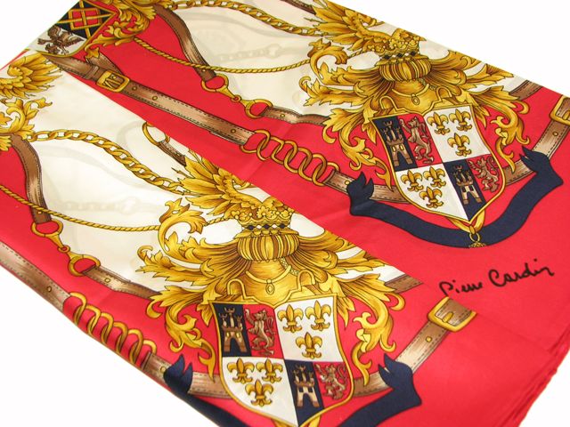 Pierre Cardin Silk Scarf / Print 34 X 34 (Red)  