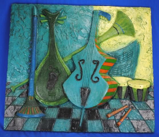 Vintage Jazz Wall Art Sculpture Musical Instruments  