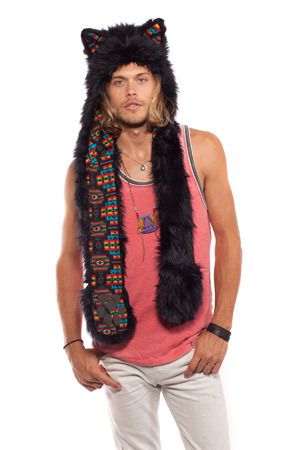 Spirithood / Spirit Hood Black Wolf Navajo Warrior Full Hood  