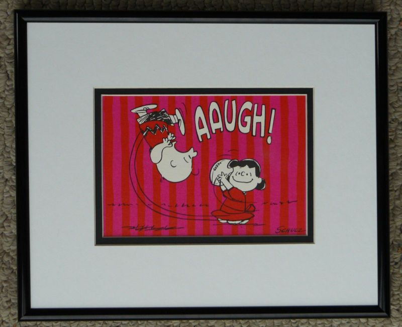 PEANUTS CHARLIE BROWN LUCY FOOTBALL 1968 FRAMED CARD  