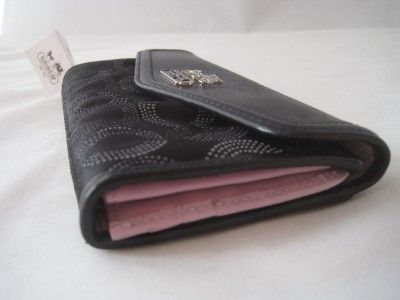 NWT COACH BLACK MADISON DOTTED SLIM ENVELOPE WALLET # 44434  