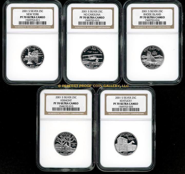 NGC PF70 UC 2001 S SILVER STATE QUARTER SET PF 70  