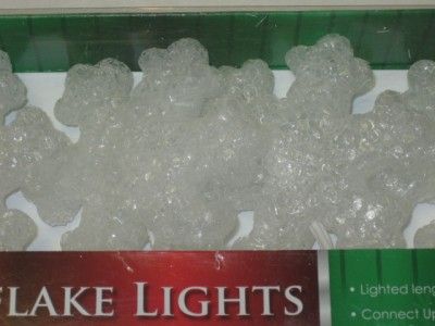 NEW Set Of 10 Clear Snow Flake Lights 9 Lighted Length Indoor Outdoor 