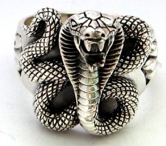 KING COBRA SNAKE STERLING 925 SILVER BIKER RING 11.25  