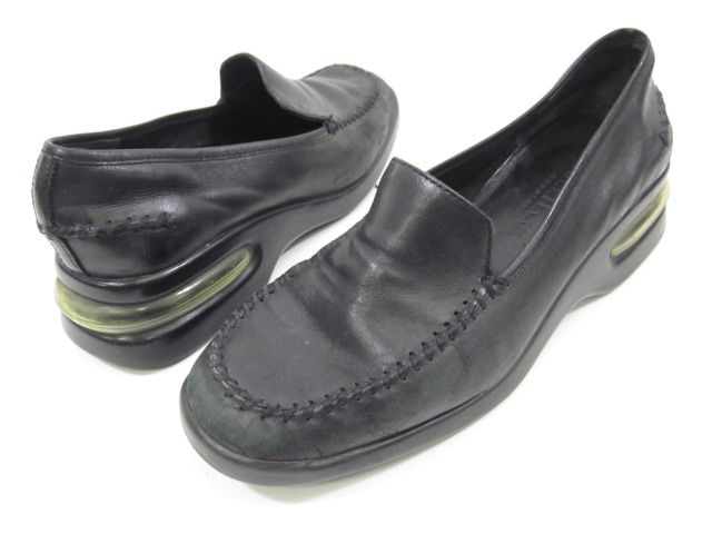 COLE HAAN Black Nike Air Leather Loafers Shoes Sz 5.5  