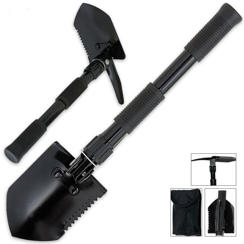 FOLDING CAMPING MILITARY SURVIVAL SHOVEL w/ PICK   NEW  