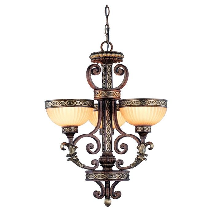 NEW 3 Light Chandelier Lighting Fixture, Gilded Bronze, Gold Dust 