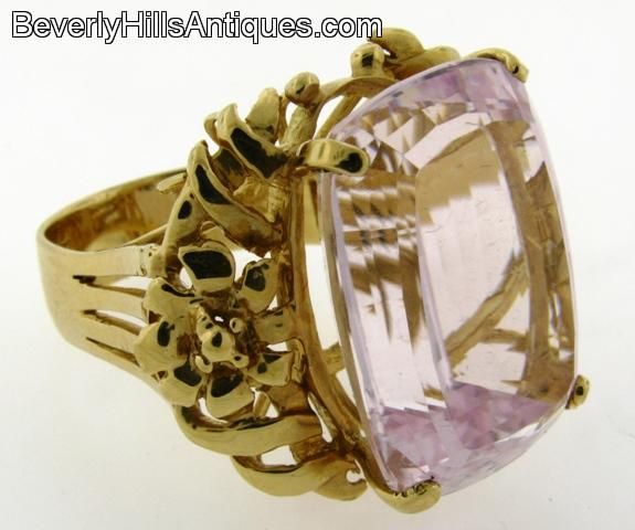 Rare Large Exquisite 20 Carats Kunzite 14k Gold Designer Ring Weight 