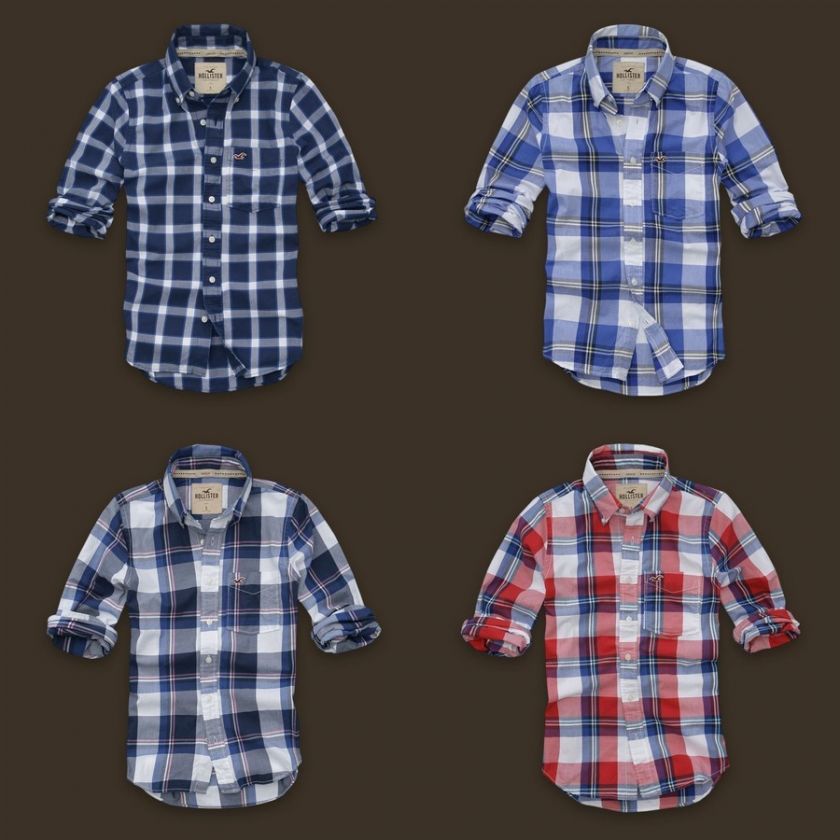 Hollister Mens Hobson Plaid Shirt Navy/Blue/White Multi Styles NWT 