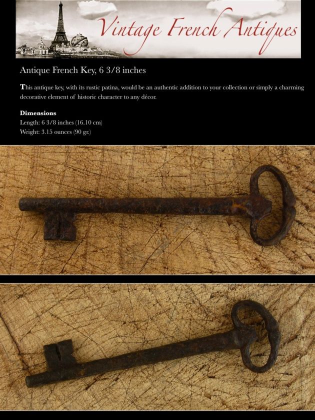Antique French Key, 6 3/8 inches  