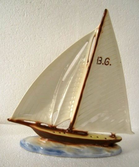 DITMAR URBACH OLD 20s CZECH PORCELAIN 13 SAILING BOAT  