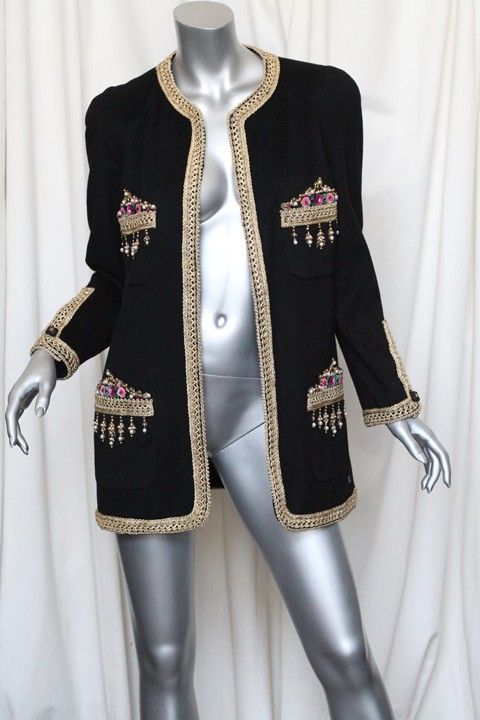   *GOLD DIPPED*Beaded*LTD.ED MUSEUM*CASHMERE*Blazer Jacket Long Coat M