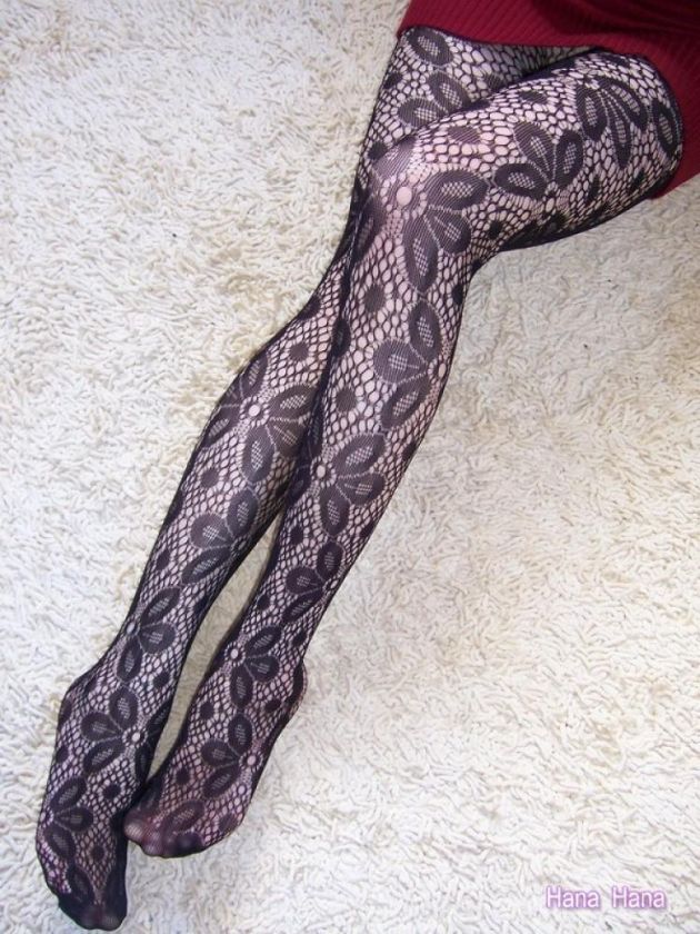 White NWT Sexy Womens Korea Japan Floral Net Pantyhose Tights  