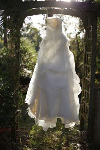 Designer Inspired Organza and Ostrich Feather Princess Wedding Gown 