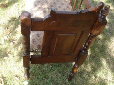 BENCH ANTIQUE WALNUT EASTLAKE UPHOLSTERED 1 OF A KIND   