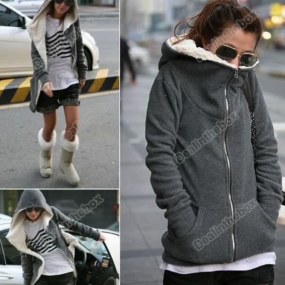 Fashion Womens Long Sleeve Zip Up Tops Hoodie Coat Jacket Outerwear 