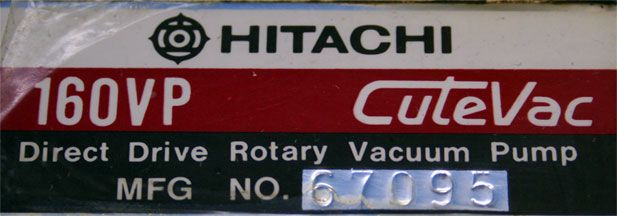 Hitachi 160VP CuteVac Direct Drive Rotary Vacuum Pump  