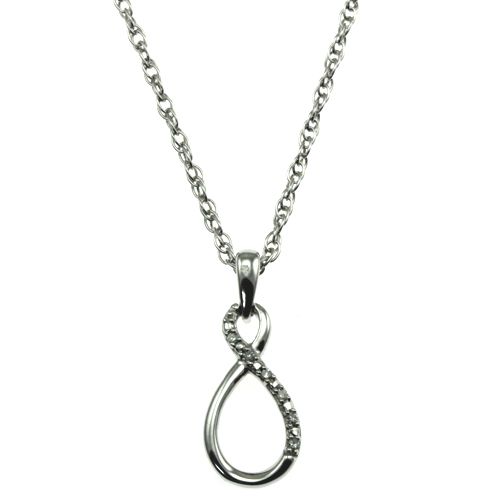 Sterling silver eternity symbol diamond pendant chain  